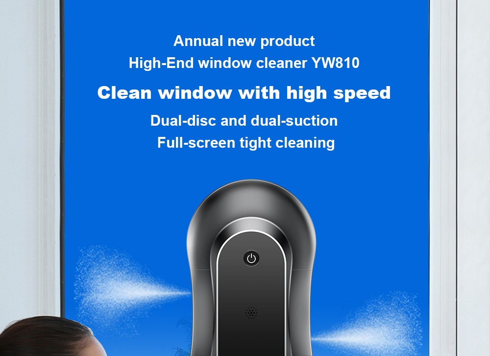 LIECTROUX YW810 Robot nettoyeur de vitres, jet d'eau bidirectionnel, nettoyage à sec et humide, itinéraire AI, moteur et ventilateur sans balais, application et télécommande, plusieurs modes de protection de sécurité, noir
