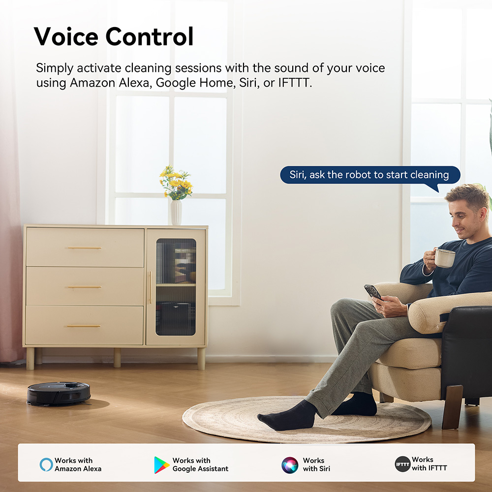 Proscenic Q8 Robot Aspirador y Trapeador, Succión 4200Pa, Navegación LiDAR, Tiempo de Ejecución 200min, Autocarga Automática, Control de App, Cubo de Basura de 350ml, Tanque de Agua de 250ml, para Piso Interior, Pelo de Mascotas, Alfombra - Negro