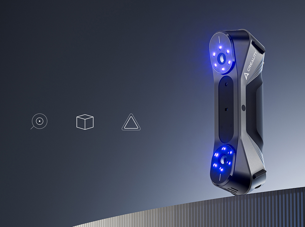3D Creality Raptor 3D szkenner, NIR hibrid kék lézer, 60 ips szkennelési sebesség, objektumok 5 és 2000 mm között, 24 bites színes szkennelés, pontosság 0,02 mm, anti-feszültség