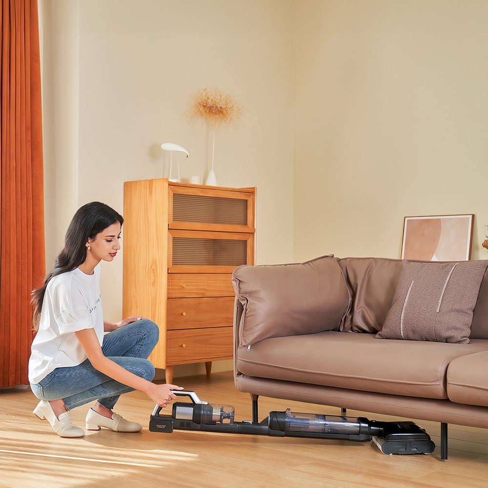 JIMMY PW11 Pro Max 5-i-1 sladdlös dammsugare och mopp, 460 W högeffekt, dubbelrengöring, snabb varmluftstorkning, LED-skärm, 180° platt design, dubbla rullborstar, för hårda golv, husdjurshår och hela huset, silver-svart färg