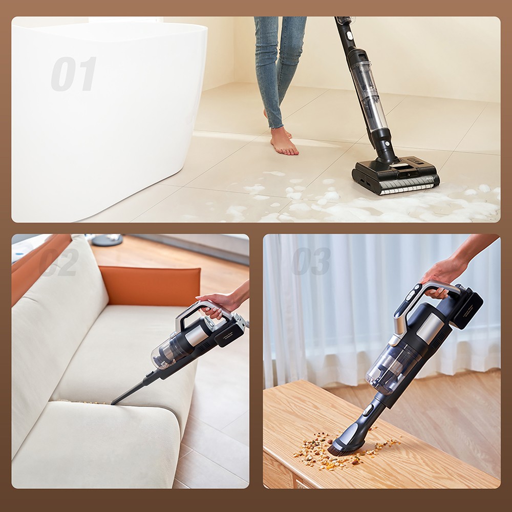 Aspirador e esfregão multifuncional sem fio JIMMY PW11, 400 W de alta potência, rolo de escova único, secagem rápida com ar quente, display LED, motor sem escova à prova d'água IPX8, design plano de 180 °, para pisos duros, pêlos de animais de estimação