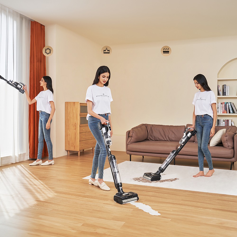 Aspirador e esfregão multifuncional sem fio JIMMY PW11, 400 W de alta potência, rolo de escova único, secagem rápida com ar quente, display LED, motor sem escova à prova d'água IPX8, design plano de 180 °, para pisos duros, pêlos de animais de estimação