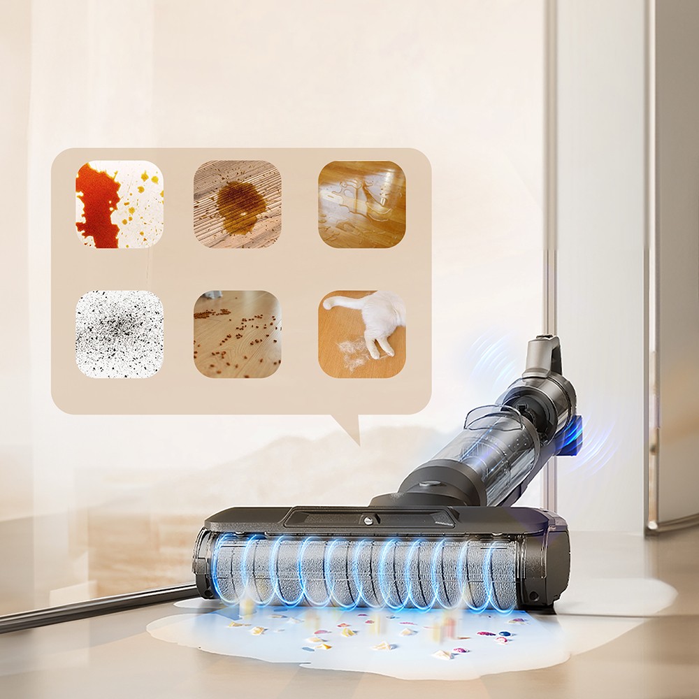 JIMMY PW11 Pro Max 5-i-1 sladdlös dammsugare och mopp, 460 W högeffekt, dubbelrengöring, snabb varmluftstorkning, LED-skärm, 180° platt design, dubbla rullborstar, för hårda golv, husdjurshår och hela huset, silver-svart färg