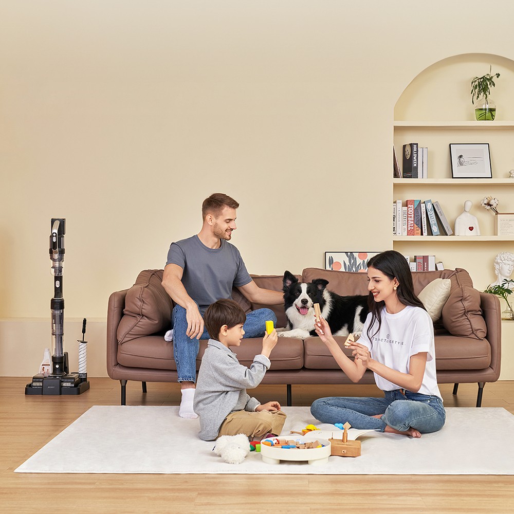 JIMMY PW11 Pro Max 5-i-1 sladdlös dammsugare och mopp, 460 W högeffekt, dubbelrengöring, snabb varmluftstorkning, LED-skärm, 180° platt design, dubbla rullborstar, för hårda golv, husdjurshår och hela huset, silver-svart färg