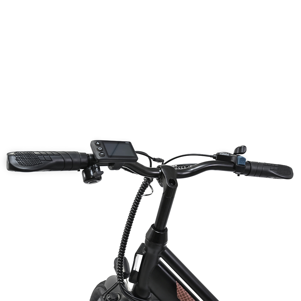 ONESPORT OT18 City Electric Bike, 26*2.35 inch wide Tires, 250W Motor 25km/h, 36V 14.4Ah Big Battery up to 100km Max Range,  Shimano 7-speed, Front Shock-absorbing fork, 25 Degree Climbing Bluetooth APP - Black