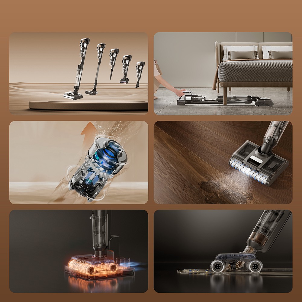 JIMMY PW11 Pro Max 5-i-1 sladdlös dammsugare och mopp, 460 W högeffekt, dubbelrengöring, snabb varmluftstorkning, LED-skärm, 180° platt design, dubbla rullborstar, för hårda golv, husdjurshår och hela huset, silver-svart färg