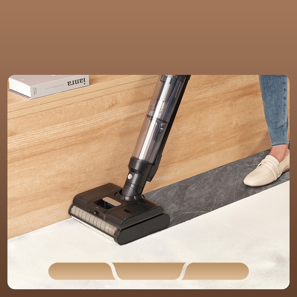 JIMMY PW11 Pro Max 5-i-1 sladdlös dammsugare och mopp, 460 W högeffekt, dubbelrengöring, snabb varmluftstorkning, LED-skärm, 180° platt design, dubbla rullborstar, för hårda golv, husdjurshår och hela huset, silver-svart färg