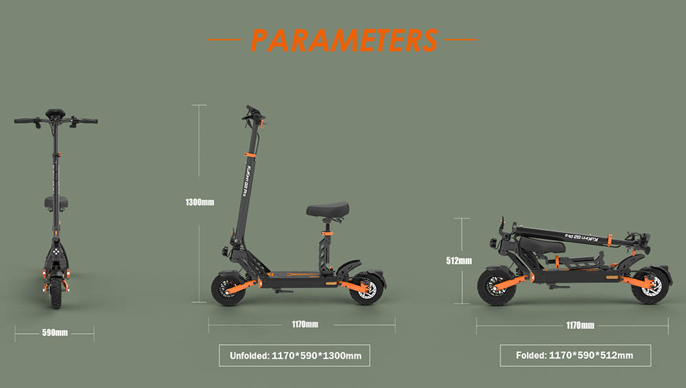 KuKirin G7 Pro Version 7975 elektrisk skoter, 399W borstlös motor, 51V 84,3Ah batteri, 0 tums gummidäck, 54 km/h toppfart, 41 km räckvidd, dubbla skivbromsar, fjäderstötdämpare, löstagbart säte