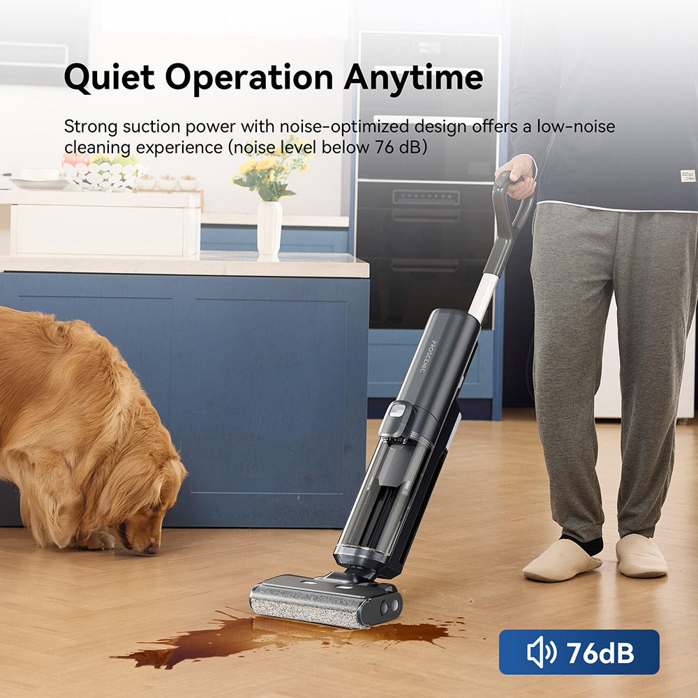 Aspirador escoba inalámbrico Proscenic F20A, autonomía 35 min, pantalla LED, autolimpieza y secado al aire, limpieza total de bordes, control mediante app, separación sólido-líquido