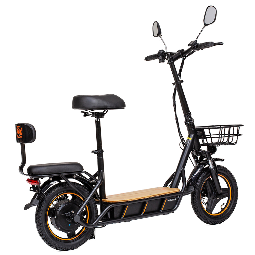 KuKirin C8 Pro Elektrisk skoter, 499W motor, 51V 73Ah batteri, 85 tums luftdäck, Max räckvidd 899km, One-Click Folding, Baksäte och Främre Förvaringskorg, Massivträpedal, Backspegel Blinkers - Svart