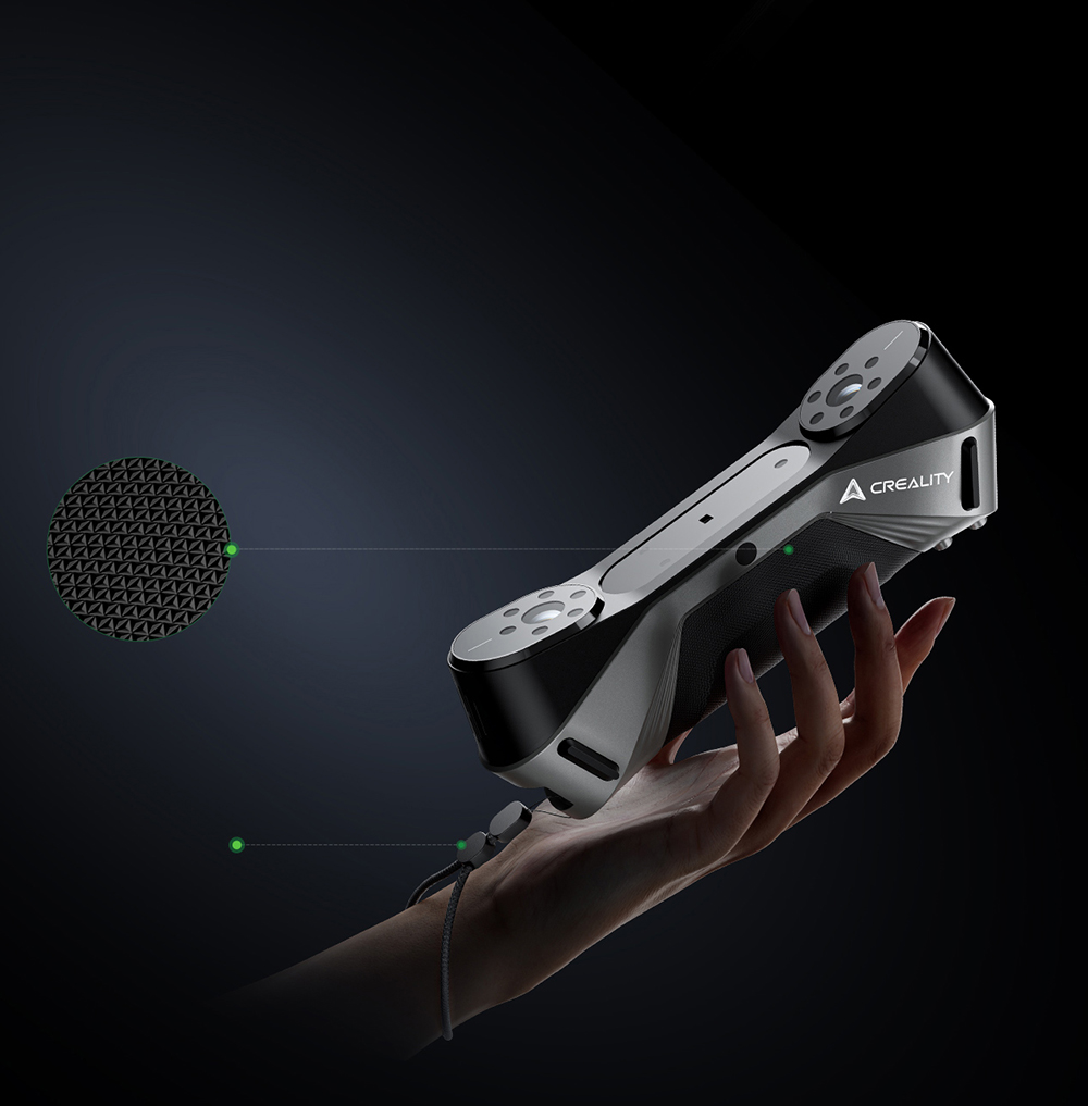 3D Creality Raptor 3D szkenner, NIR hibrid kék lézer, 60 ips szkennelési sebesség, objektumok 5 és 2000 mm között, 24 bites színes szkennelés, pontosság 0,02 mm, anti-feszültség