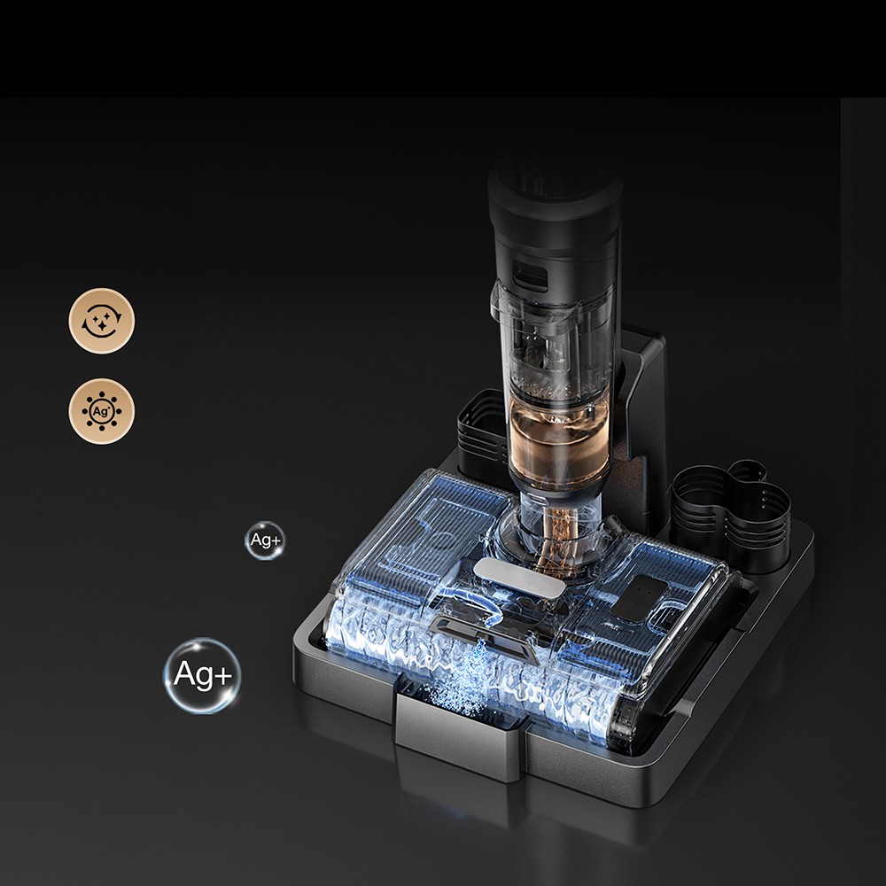 JIMMY PW11 Pro Max 5-i-1 sladdlös dammsugare och mopp, 460 W högeffekt, dubbelrengöring, snabb varmluftstorkning, LED-skärm, 180° platt design, dubbla rullborstar, för hårda golv, husdjurshår och hela huset, silver-svart färg