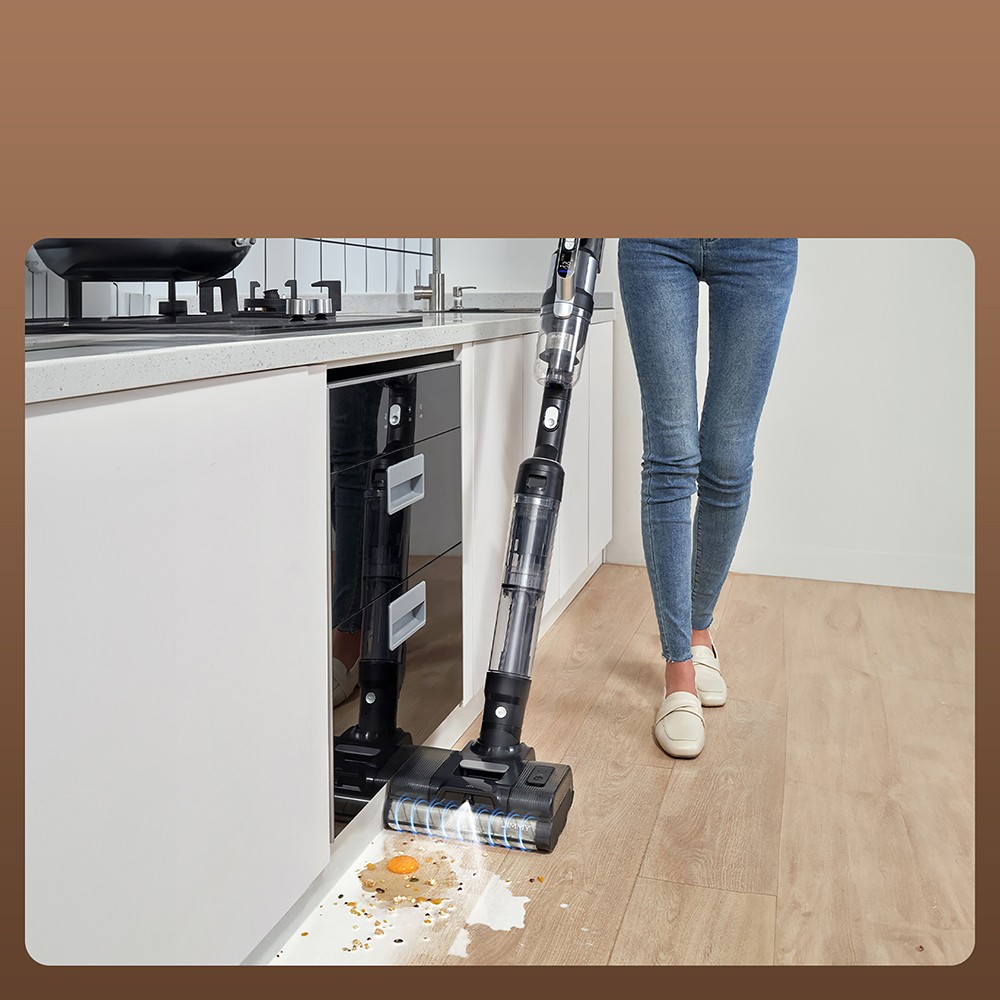 Aspirador e esfregão multifuncional sem fio JIMMY PW11, 400 W de alta potência, rolo de escova único, secagem rápida com ar quente, display LED, motor sem escova à prova d'água IPX8, design plano de 180 °, para pisos duros, pêlos de animais de estimação