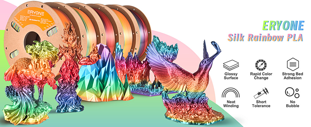 Filamento 3D de 1 kg eryone seda 3D para la impresora sunset arc-en-ciel