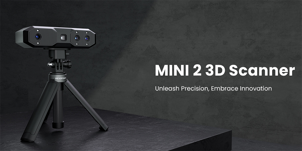 Revopoint MINI 2 3D Scanner, précision 0.02 mm, résolution 2 MP, vitesse de numérisation jusqu'à 16 ips, lumière bleue, distance de travail 120-250 mm, 6 LED flash, suivi de mouvement IMU, pour objets dentaires/petits objets, édition avancée