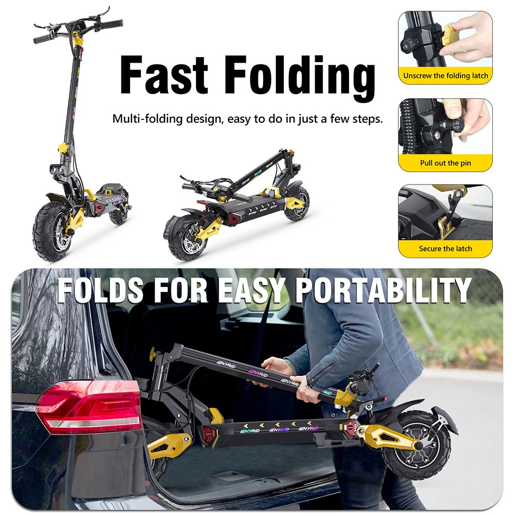 iENYRID ES60 elscooter, 2*1200W motor, 48V 23Ah batteri, 11-tums däck, maxhastighet 60km/h, räckvidd 70km, hydraulisk broms