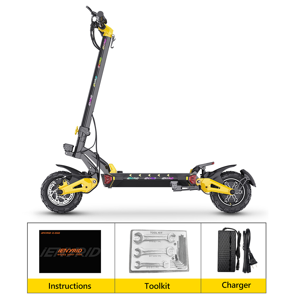 iENYRID ES60 elscooter, 2*1200W motor, 48V 23Ah batteri, 11-tums däck, maxhastighet 60km/h, räckvidd 70km, hydraulisk broms