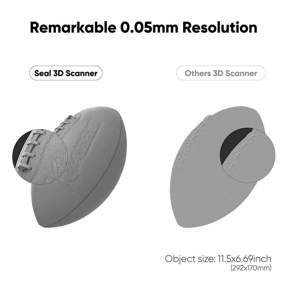 3dmakerpro 3D -scannerforsegling, 0,01 mm præcision, 0,05 mm opløsning, 24 -bit farveoptagelse