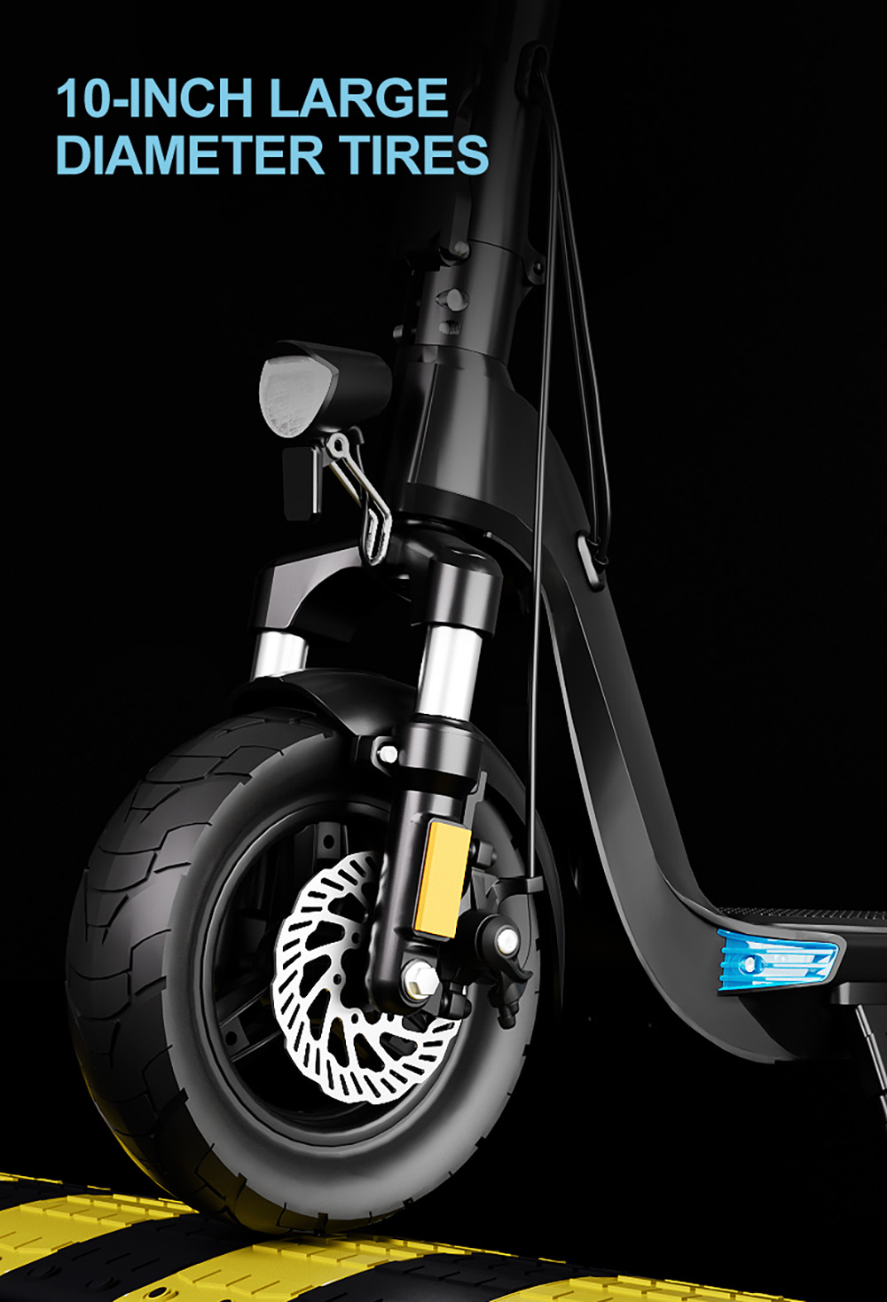 JOYOR C10 elscooter, 500 W motor, 48 V 10,4 Ah batteri, 10 tums däck, maxhastighet 45 km/h, räckvidd 30-50 km, maxlast 120 kg, skivbroms fram och bak