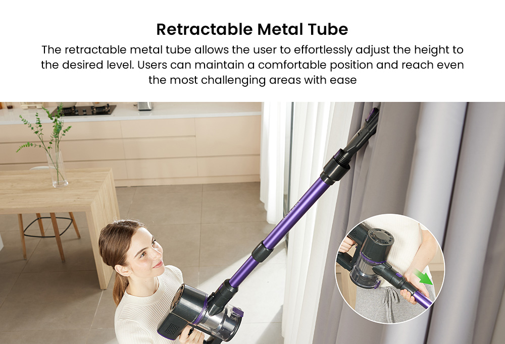 Aspiradora inalámbrica Vactidy V8 Pro, potente succión de 25 kPa, sistema de filtración ciclónica, depósito de polvo de 500 ml, pantalla táctil LED, cabezal de cepillo giratorio de 180°, tiempo de funcionamiento de 35 minutos, diseño independiente