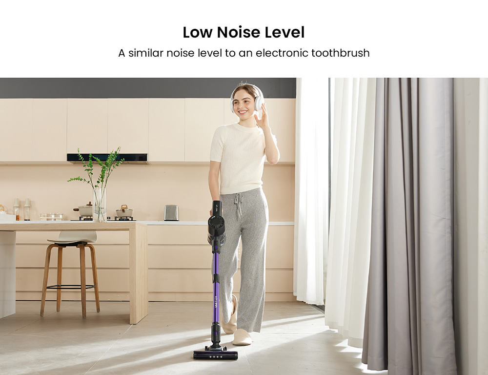 Aspiradora inalámbrica Vactidy V8 Pro, potente succión de 25 kPa, sistema de filtración ciclónica, depósito de polvo de 500 ml, pantalla táctil LED, cabezal de cepillo giratorio de 180°, tiempo de funcionamiento de 35 minutos, diseño independiente