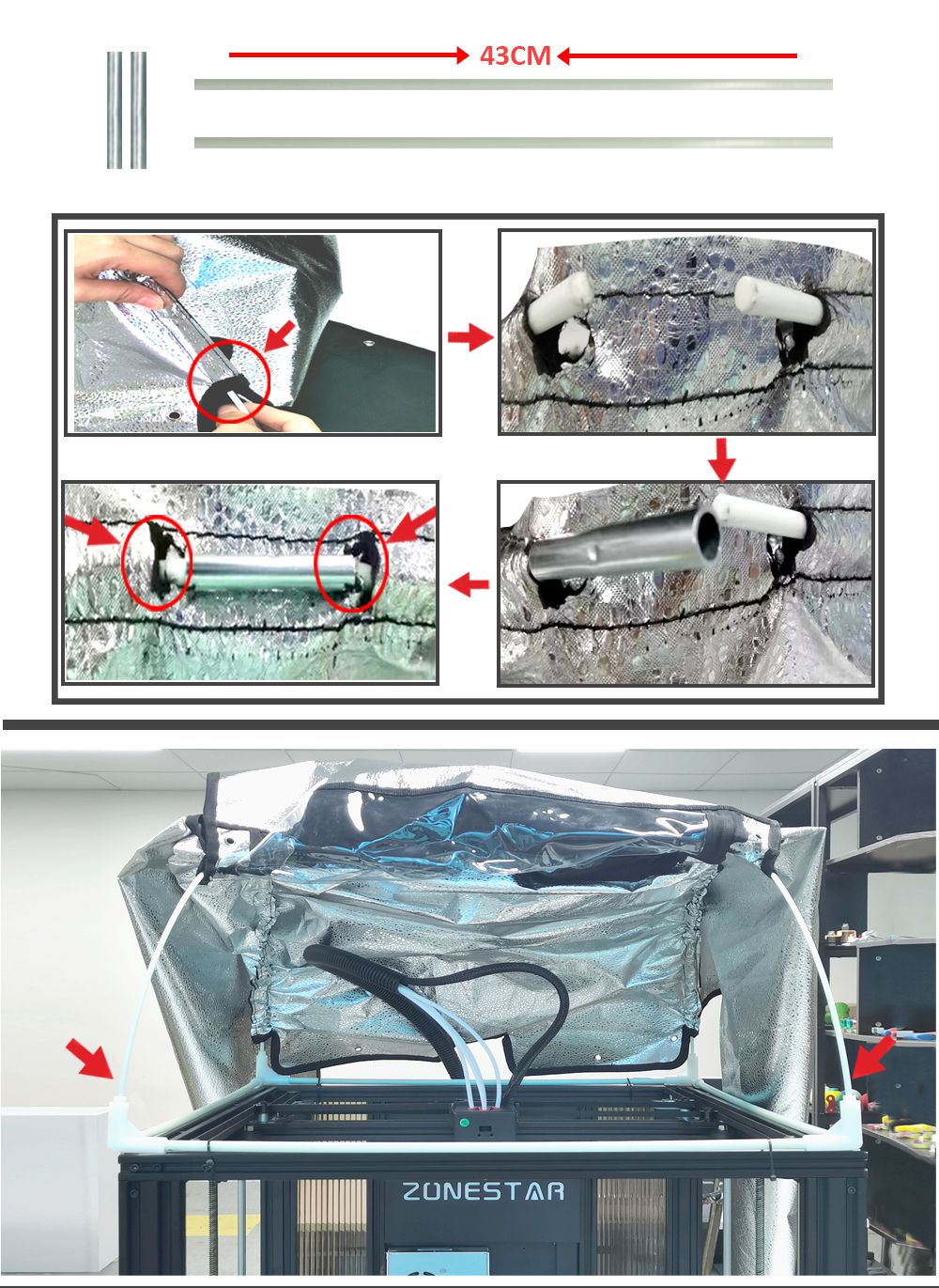 Caja de impresora 3D Safe Zonestar Z9V5MK6, con Fireproof y Haystone a temperatura constante