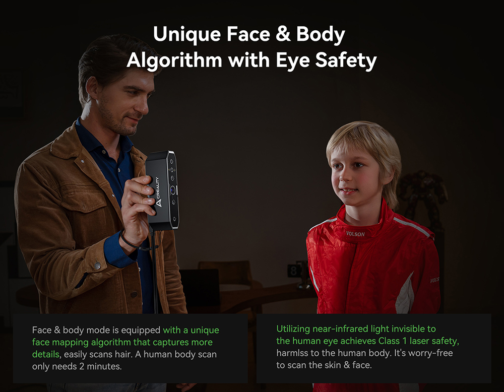 3D Creality Cality Scaner CC Scan Otter, 20 ips szkennelési sebesség, 0,02 mm pontosság, 4 -lent sztereo látás, 24 bites színes szkennelés, 8 infravörös fény