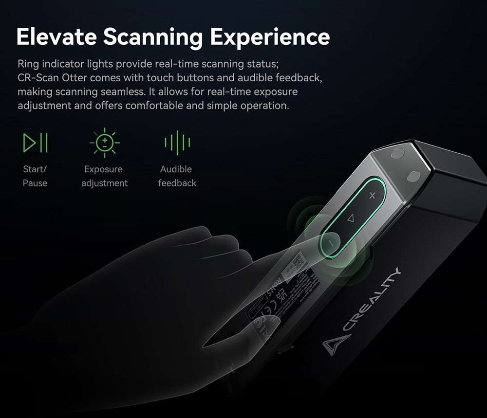 3D Creality Cality Scaner CC Scan Otter, 20 ips szkennelési sebesség, 0,02 mm pontosság, 4 -lent sztereo látás, 24 bites színes szkennelés, 8 infravörös fény