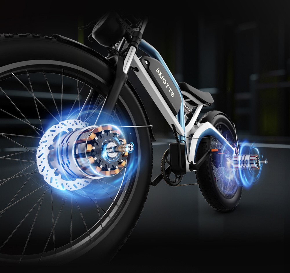 Bicicleta elétrica DUOTTS N26, motores 750W * 2, velocidade máxima de 55 km / h, 26 * 4.0