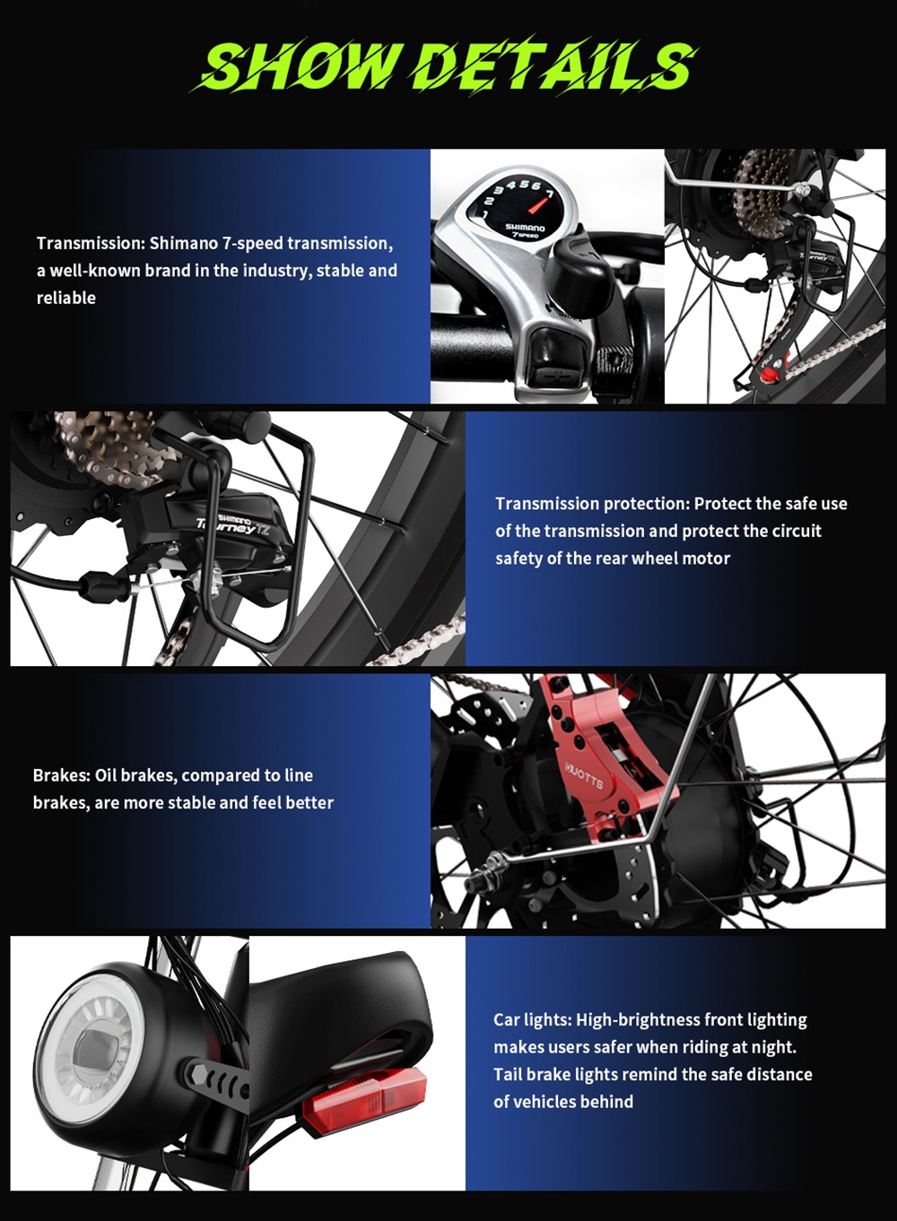 Vélo électrique DUOTTS N26, moteurs 750W*2, vitesse maximale de 55 km/h, 26*4.0