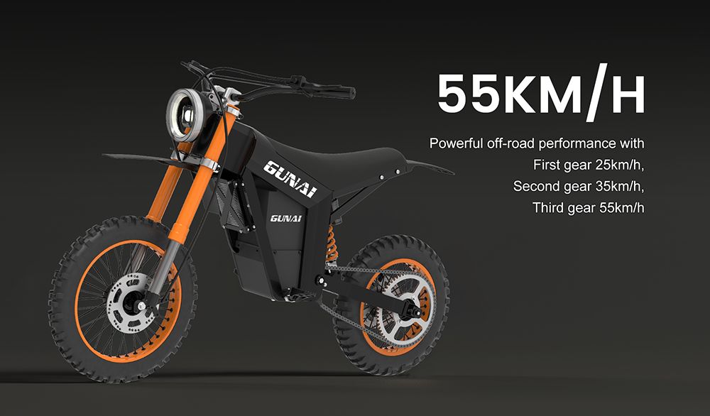 GUNAI GN21 Elektro-Dirtbike, 1200-W-Motor, 48-V-21-Ah-Batterie, 55 km/h Höchstgeschwindigkeit, 80 kg Höchstlast, 14