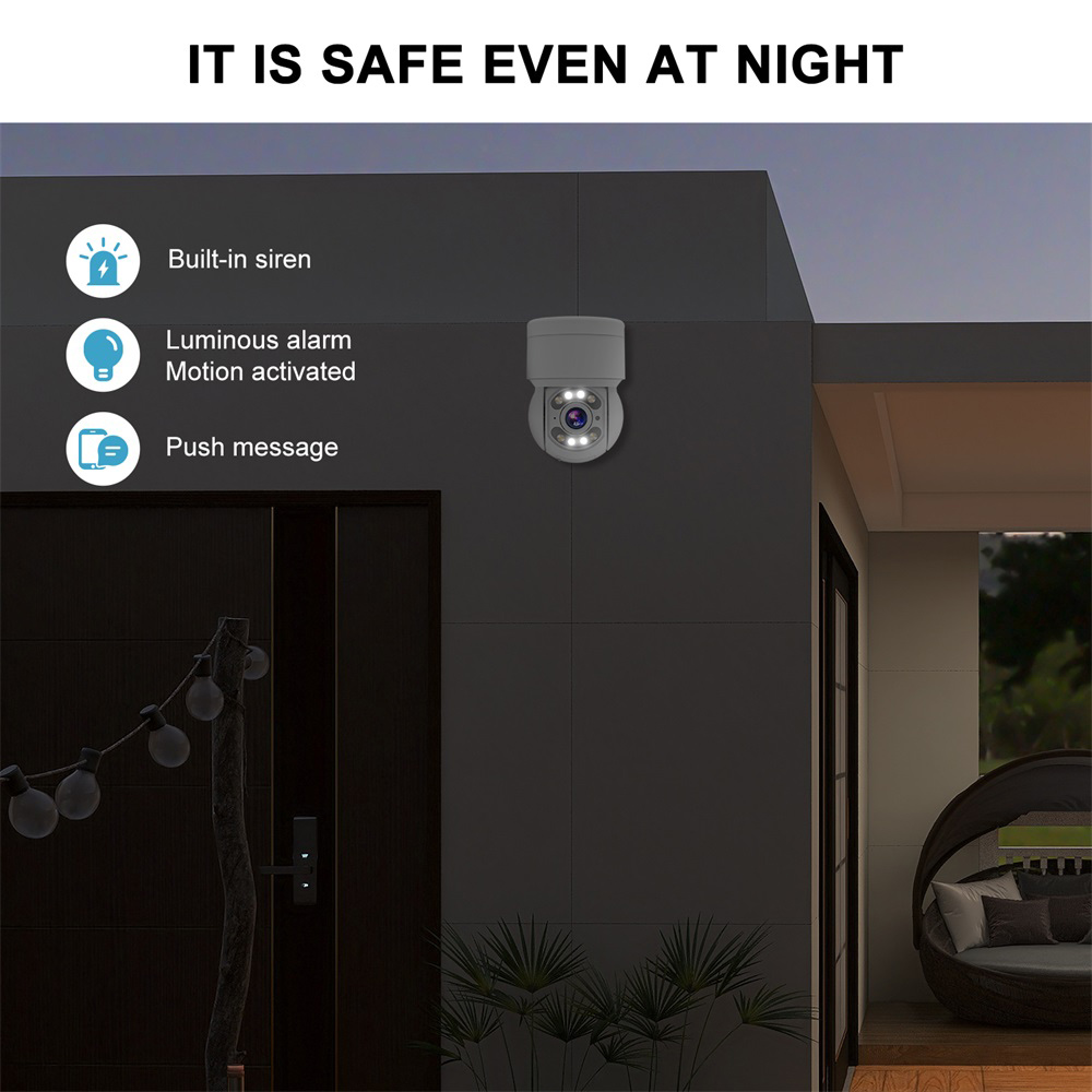 TALLPOWER C48 Κάμερα WiFi εξωτερικού χώρου, 2K 4MP HD, Νυχτερινή όραση, 360° Πανοραμική, Ανίχνευση κίνησης, Αδιάβροχη IP65, Ήχος 2 δρόμων, Εφαρμογή Tuya/Smart Life - 2 τμχ Λευκό, βύσμα EU