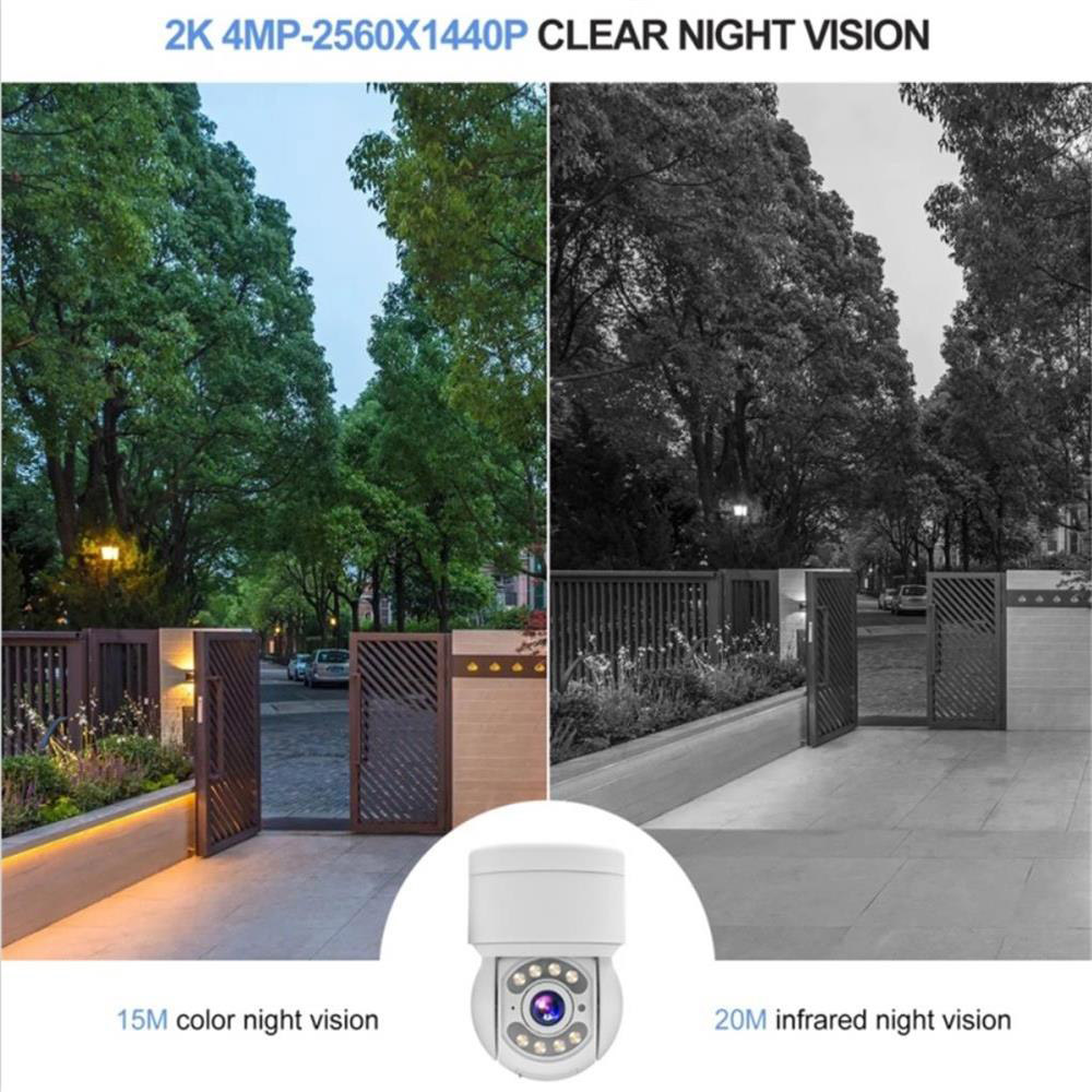 TALLPOWER C48 Κάμερα WiFi εξωτερικού χώρου, 2K 4MP HD, Νυχτερινή όραση, 360° Πανοραμική, Ανίχνευση κίνησης, Αδιάβροχη IP65, Ήχος 2 δρόμων, Εφαρμογή Tuya/Smart Life - 2 τμχ Λευκό, βύσμα EU