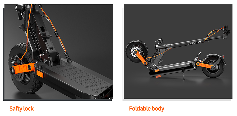 ABE JOYOR S5 certified electric scooter 10 inch tires 500 W motor 20 km/h 48 V 13 Ah battery Range of 40 to 55 km Double disc brakes