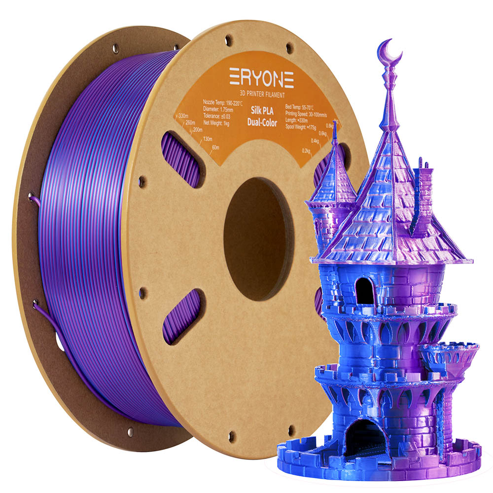 Filament Pla Eryone in two -color silk 1kg - Violet and Blue