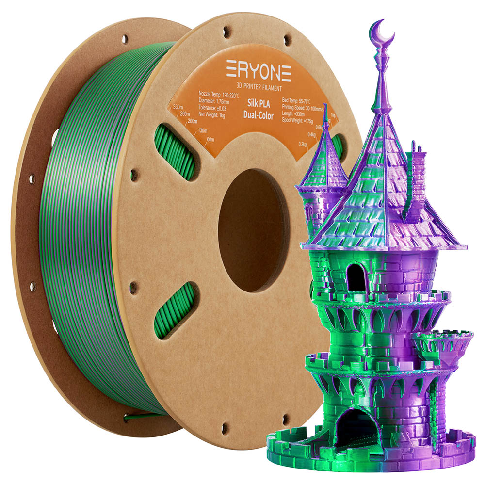 Filament Pla Eryone in two -color silk 1 kg - Violet and green