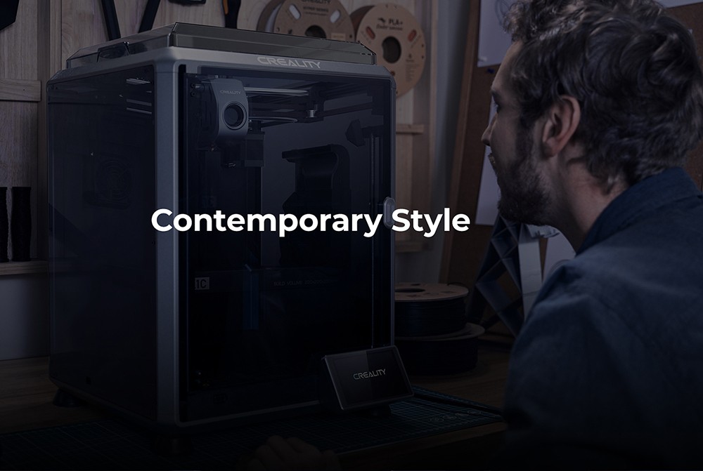 3D Creality K1C nyomtató, maximális sebesség 600 mm/s, AI kamera, gyors cserélési fúvóka, teljes egészében fémben, szénszálas nyomatok, légszűrő és csendes módban