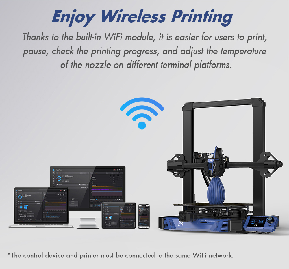 Impresora 3D BIQU Hurakan, firmware Klipper, nivelación automática, microsonda incorporada, enfoque particionado, impresión silenciosa, sensor de fin de filamento, control remoto WiFi, 220 x 220 x 270 mm