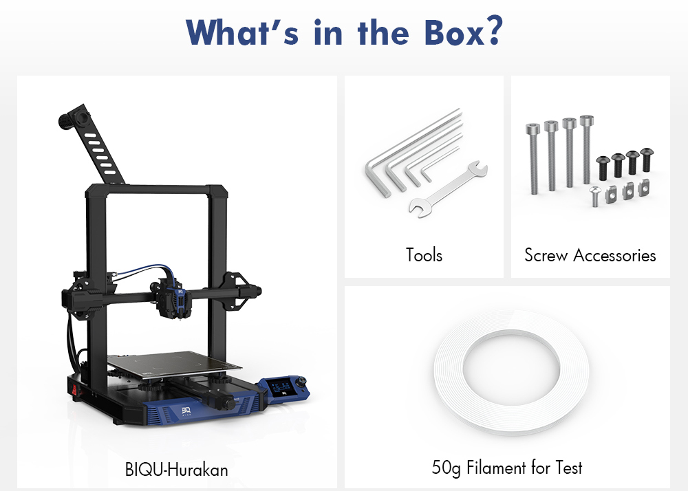 Impresora 3D BIQU Hurakan, firmware Klipper, nivelación automática, microsonda incorporada, enfoque particionado, impresión silenciosa, sensor de fin de filamento, control remoto WiFi, 220 x 220 x 270 mm