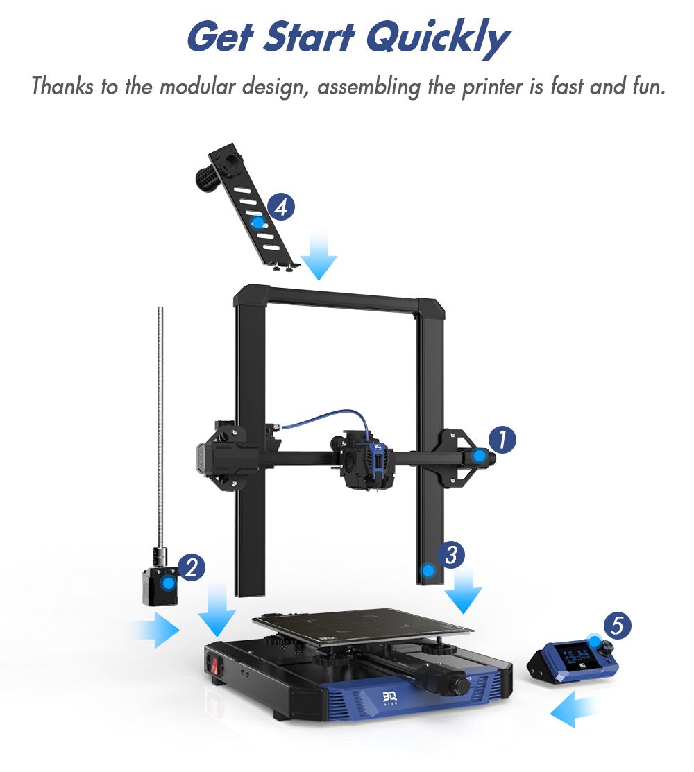 Impresora 3D BIQU Hurakan, firmware Klipper, nivelación automática, microsonda incorporada, enfoque particionado, impresión silenciosa, sensor de fin de filamento, control remoto WiFi, 220 x 220 x 270 mm