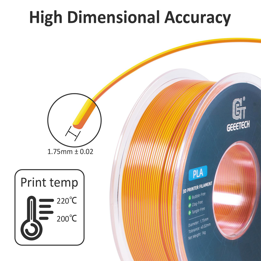 Filament Pla GeeeeTech w dwóch kloorowych jedwabiu 1 kg - Złoto i miedź