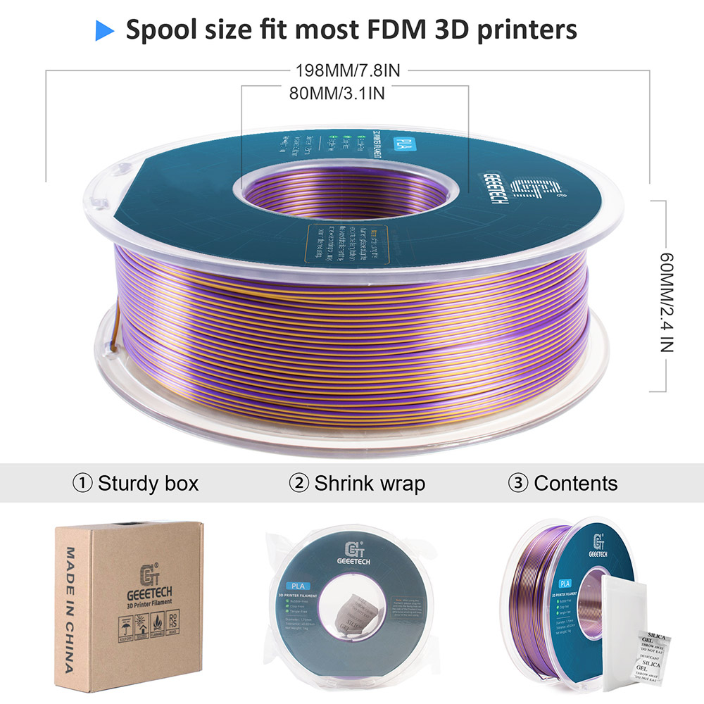 Filament plans geeetech in two -color silk 1 kg - or purple