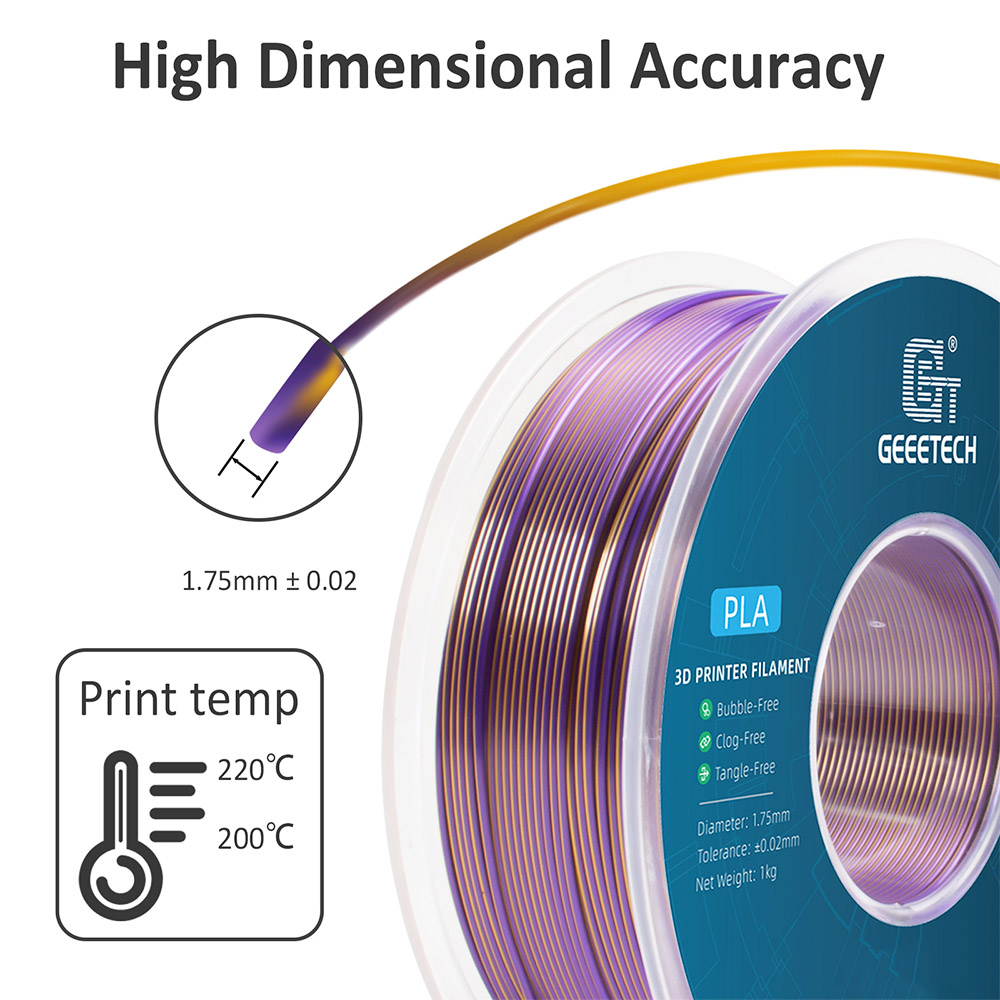 Filament plans geeetech in two -color silk 1 kg - or purple