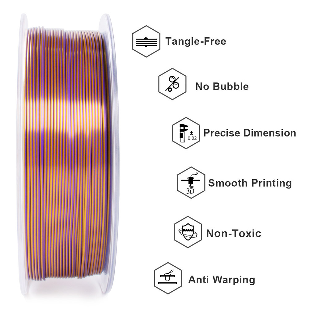 Filament plans geeetech in two -color silk 1 kg - or purple