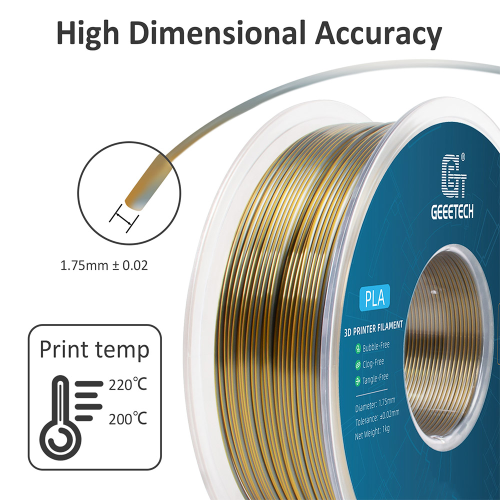 Filament PLA Geeetech i två -färgsilke 1 kg - Guld och silver