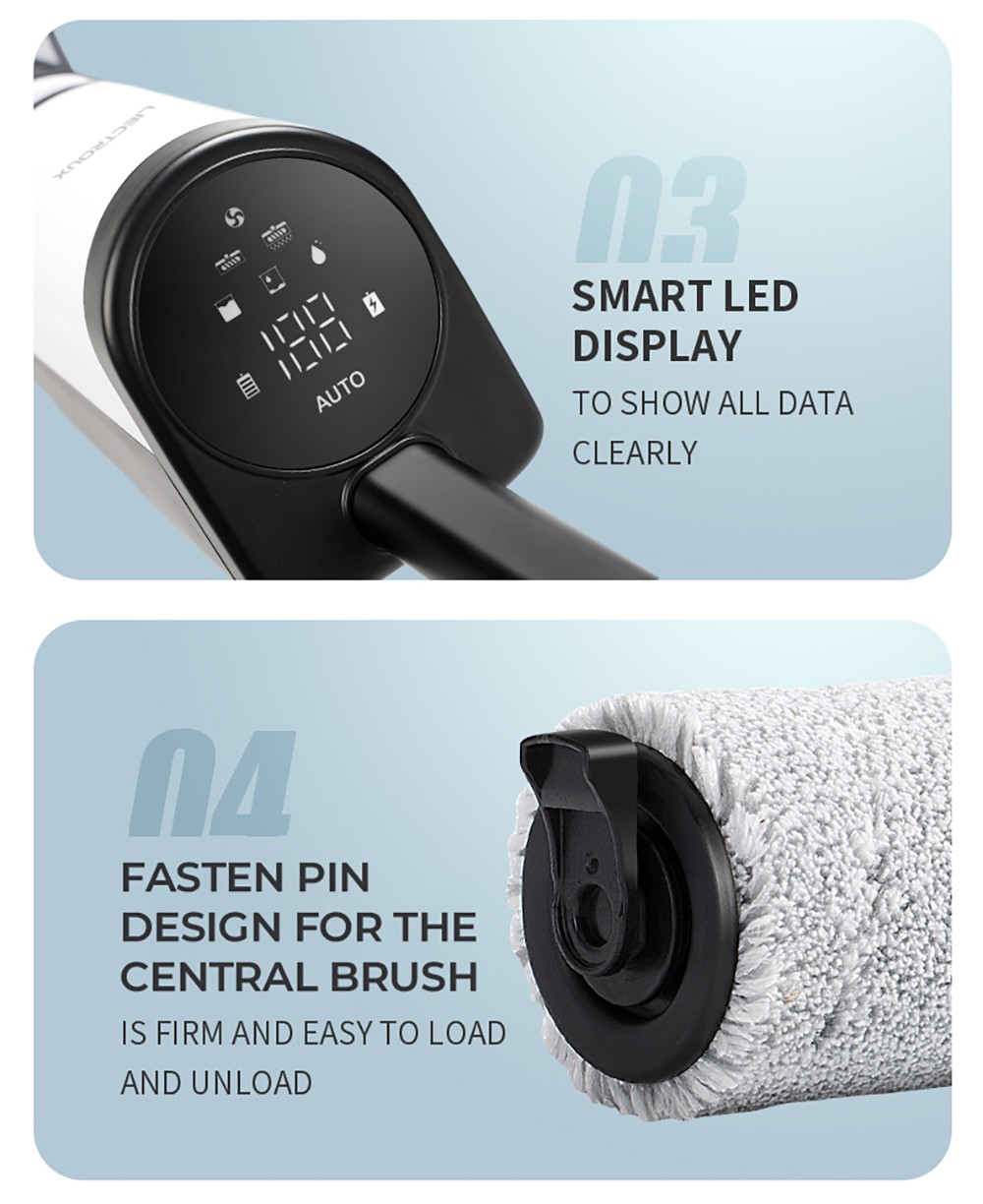 Aspirator fără fir Liectroux i7 Pro, aspirație 14000 Pa, autocurățare, auto-uscare, rezervor de apă curată de 600 ml, timp de funcționare 35 minute, afișaj LED, control vocal, zgomot redus