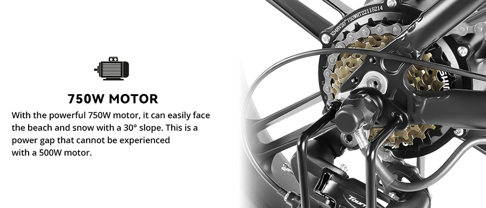Vitilan V3 elektrische fiets, 20 * 4 '' dikke banden 750 W borstelloze motor 48 V 13 Ah batterij 45 mijl bereik schijfremmen Shimano 7 versnellingen LCD-display - zwart
