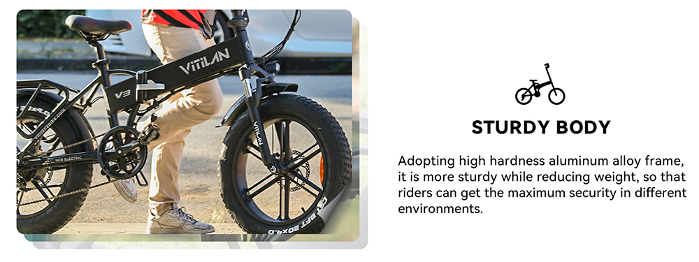 Vitilan V3 elektromos kerékpár, 20*4'' zsíros abroncsok 750W kefe nélküli motor 48V 13Ah akkumulátor 45 mérföldes hatótáv tárcsafék Shimano 7 sebességes LCD kijelző - fekete