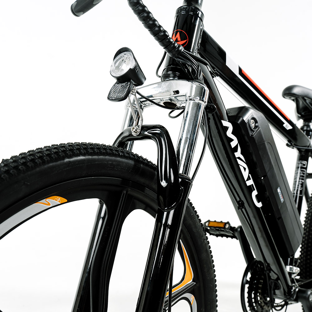 Rower elektryczny Myatu M0126 ze zintegrowanym kołem, silnik 250 W, akumulator 36 V, 12.5 Ah, maksymalna prędkość 25 km/h, zasięg 50 mil, 21-biegowa Shimano