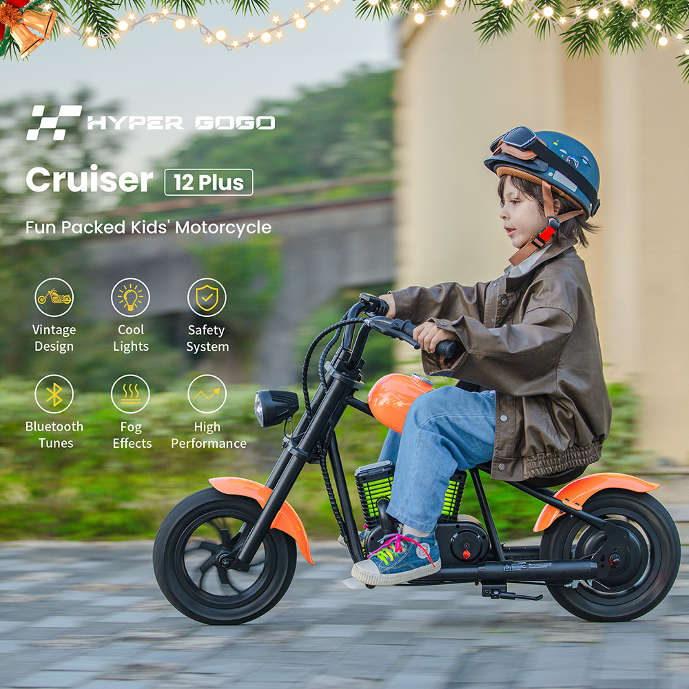 HYPER GOGO Cruiser 12 Plus Moto électrique pour enfants Batterie 24 V 5.2 Ah Moteur 160 W 16 km/h Vitesse 12